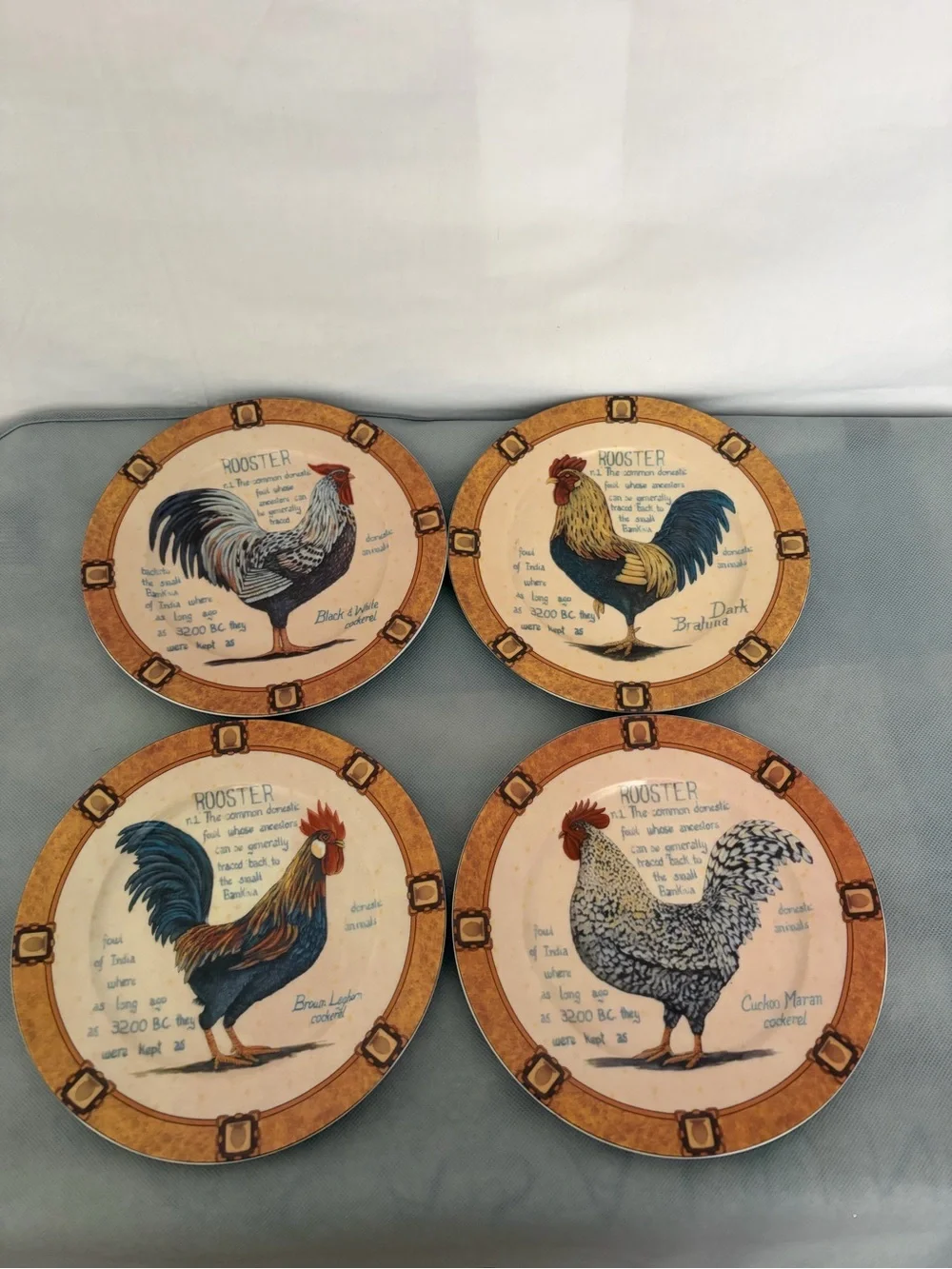 Godinger Limoges Style Rooster Decorative Plates Set of 4 Excellent(F302)